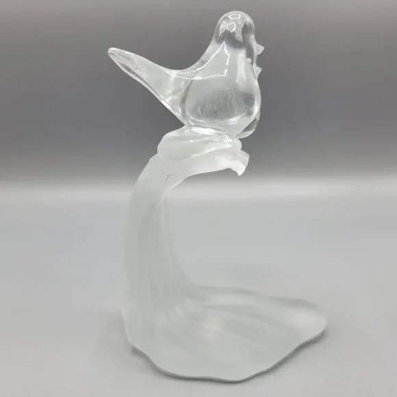 Vintage Artmark Glass Crystal Clear & Frosted Branch Love Birds Figurine 5.5" - Picture 7 of 15